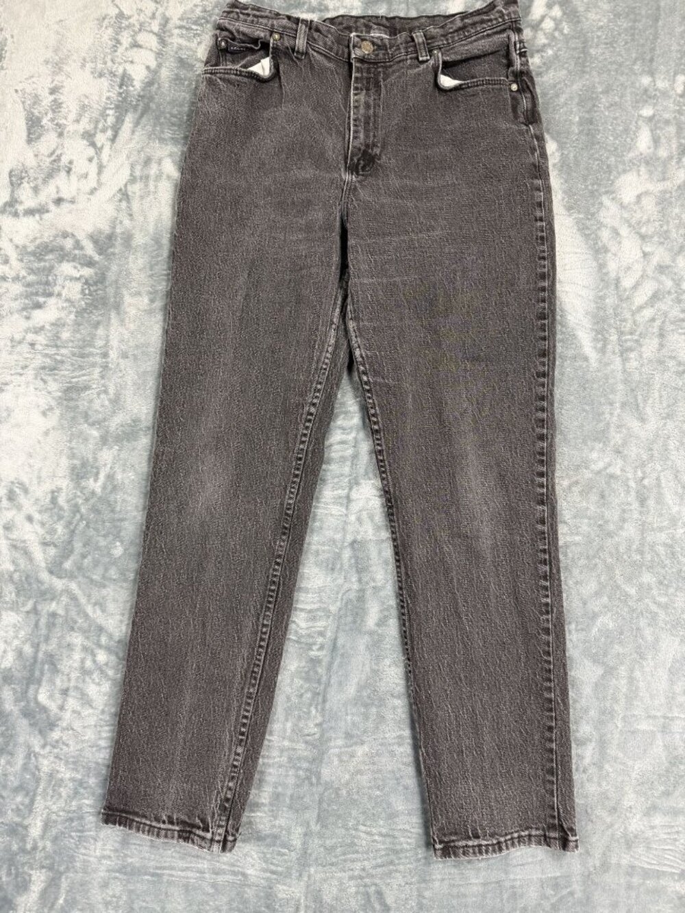 Riders By Lee Womens Black High-Waisted Straight-Leg Denim Jeans Size 14W